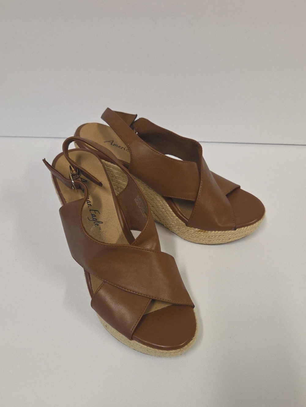 American Eagle Outfitters Brown Espadrille Wedge Sandals Size 8